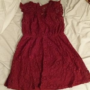 Red laced part dress